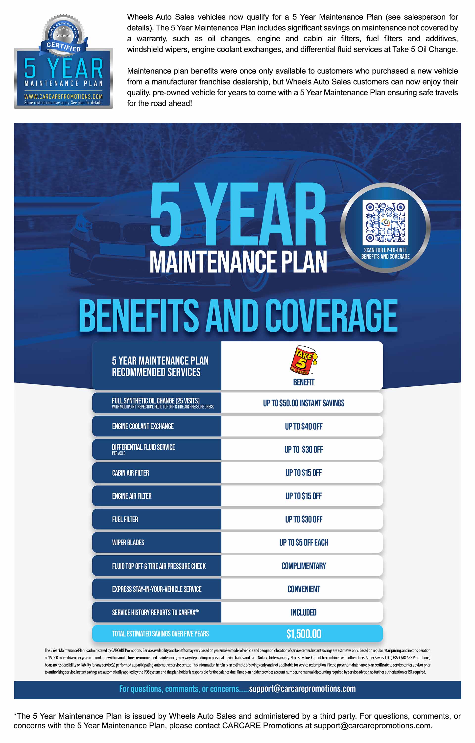 Car Care 5 Year Maintenance Plan