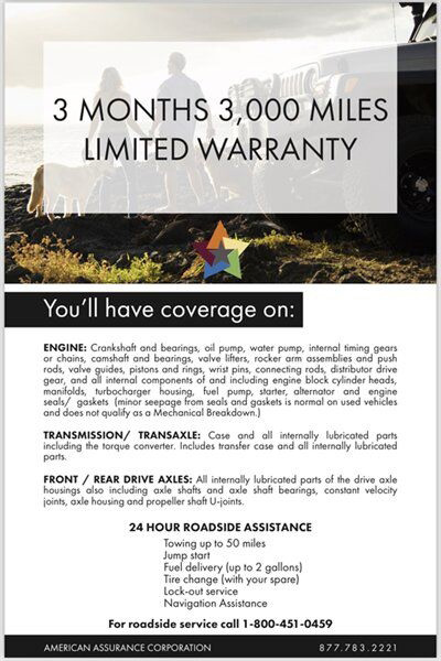 3 month 3,000 miles limited warranty