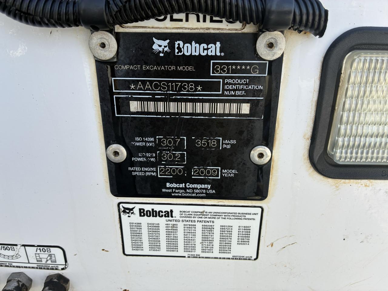 Bobcat Mini Excavator  2009