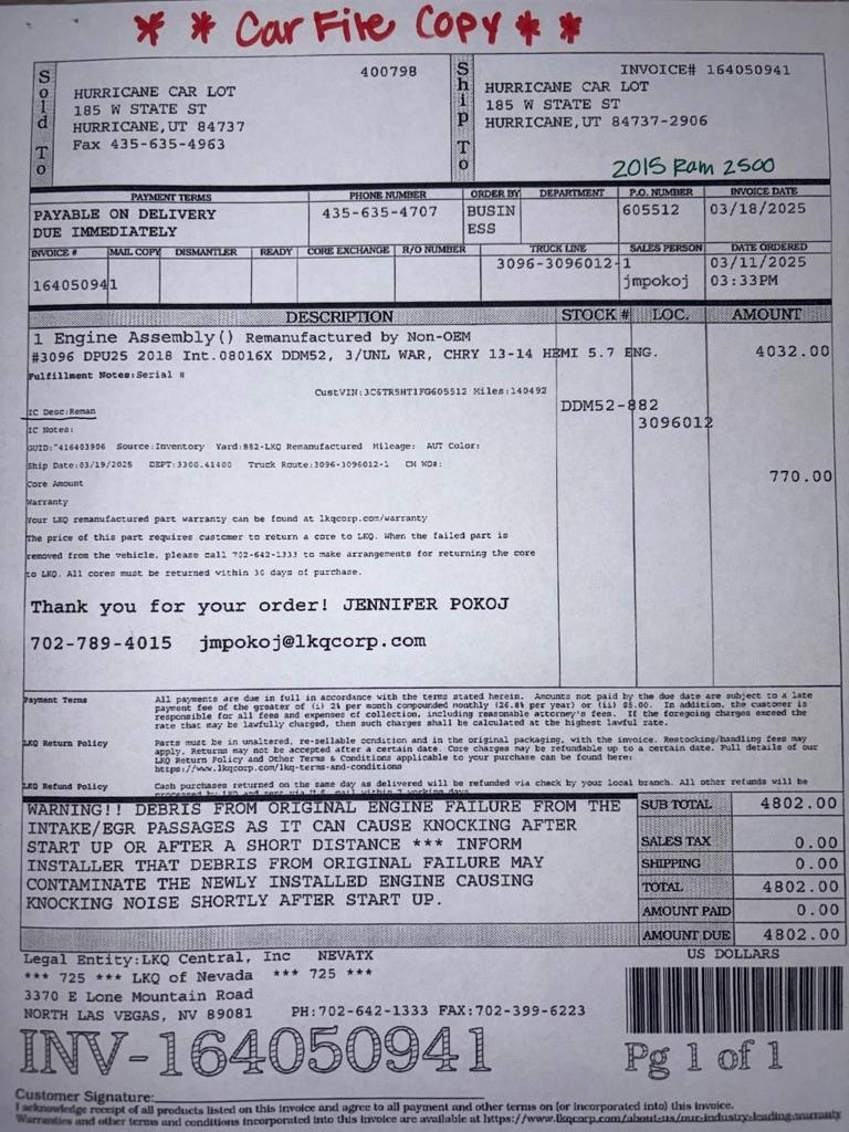 RAM 2500 Tradesman Crew Cab LWB 4WD 2015