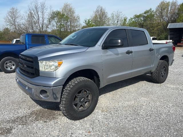 Silver 2010 Toyota Tundra Tundra-Grade CrewMax 4.6L 4WD Pickup Truck Four-Wheel Drive