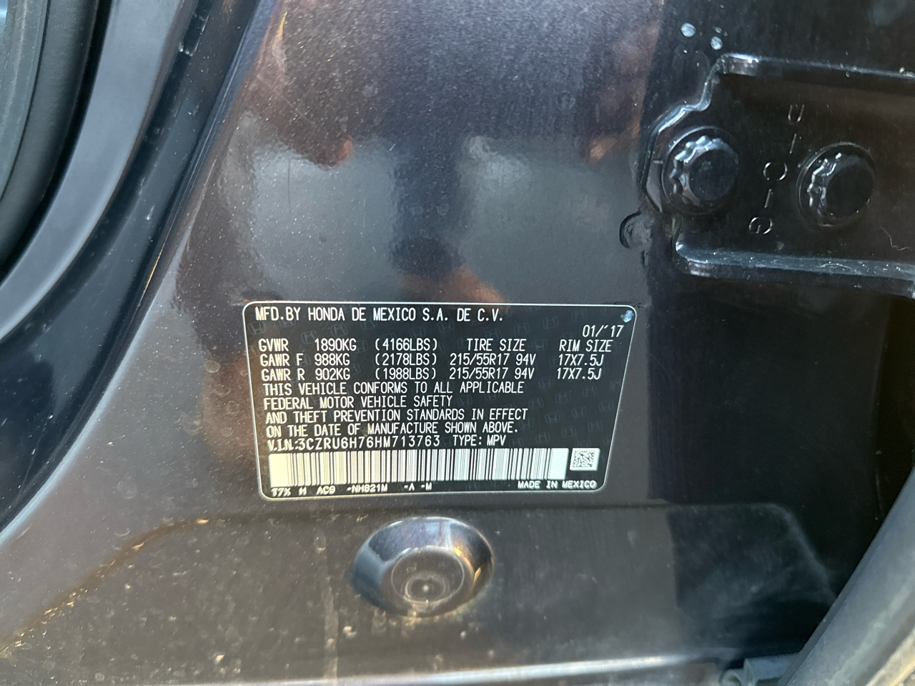 Honda HR-V EX-L w/Navigation 4WD CVT 2017