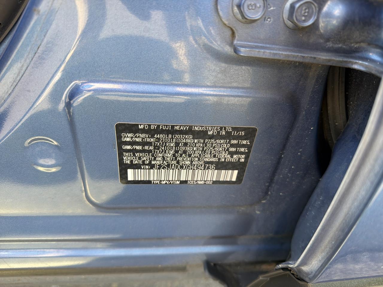 Subaru Forester 2.5i Premium PZEV CVT 2016