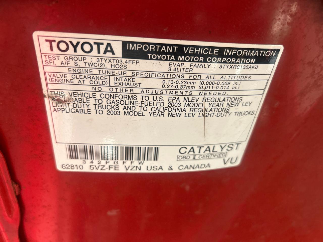 Toyota Tacoma PreRunner Xtracab V6 2WD 2003