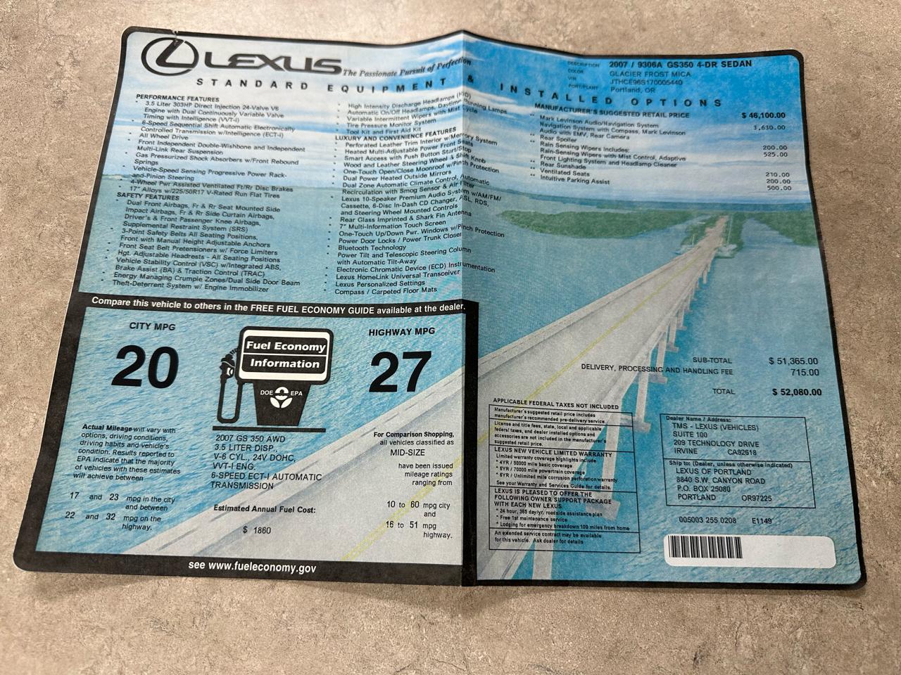 Lexus GS 350 4dr Sdn AWD 2007