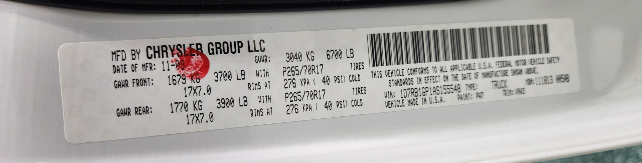 Dodge Ram 1500 2WD Quad Cab 140.5" SLT 2010 Dodge Ram 1500 2WD Quad Cab 140.5" SLT 2010