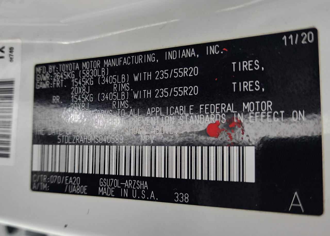 Toyota Highlander XSE FWD (Natl) 2021 Toyota Highlander XSE FWD (Natl) 2021