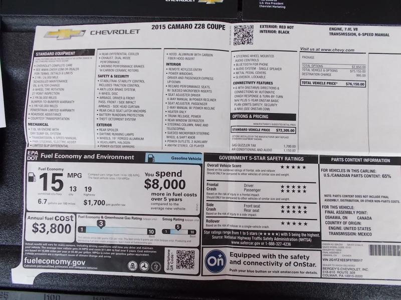 Chevrolet Camaro 2dr Cpe Z/28 2015