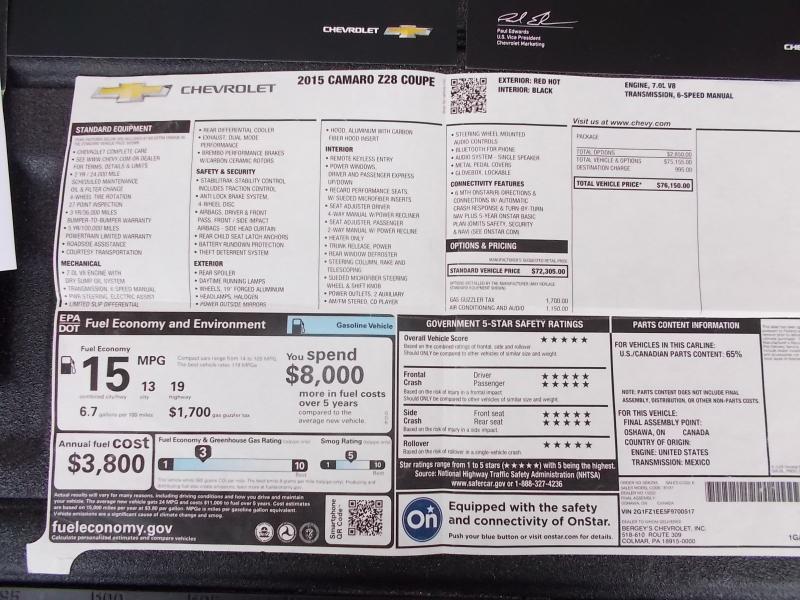 Chevrolet Camaro 2dr Cpe Z/28 2015