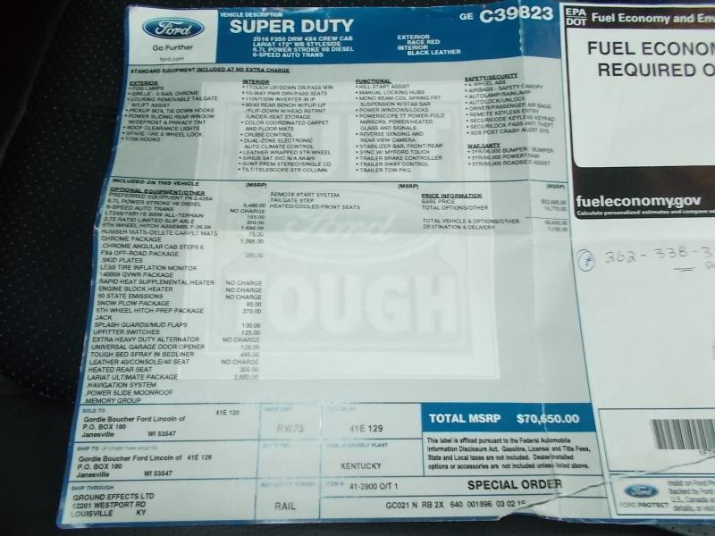 Ford Super Duty F-350 DRW 4WD Crew Cab 172" Platinum 2016