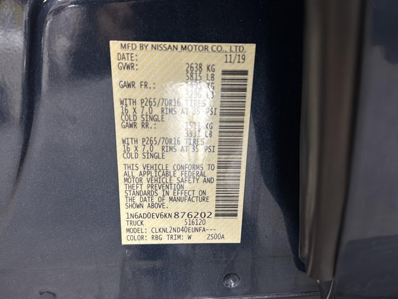 Nissan Frontier SV Crew Cab 4WD 2019