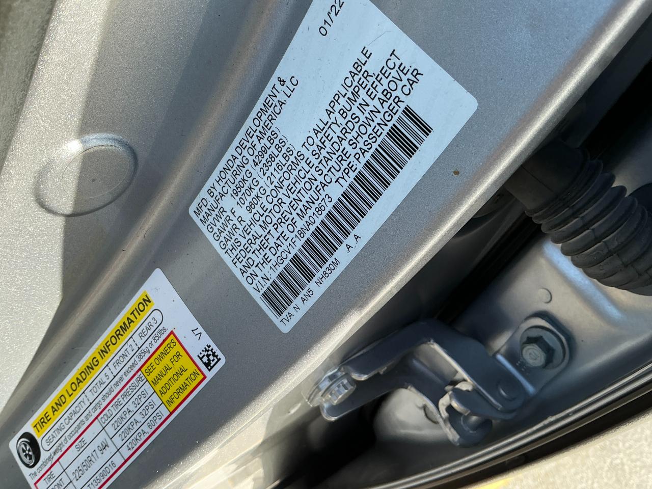 Honda Accord Sedan LX 1.5T CVT 2022