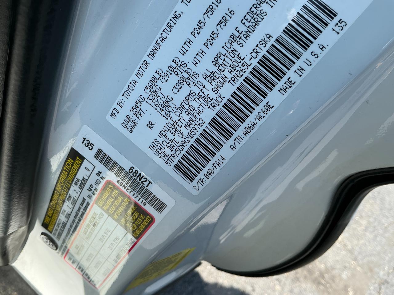 Toyota Tacoma 2WD Access Cab I4 AT SR (Natl) 2016