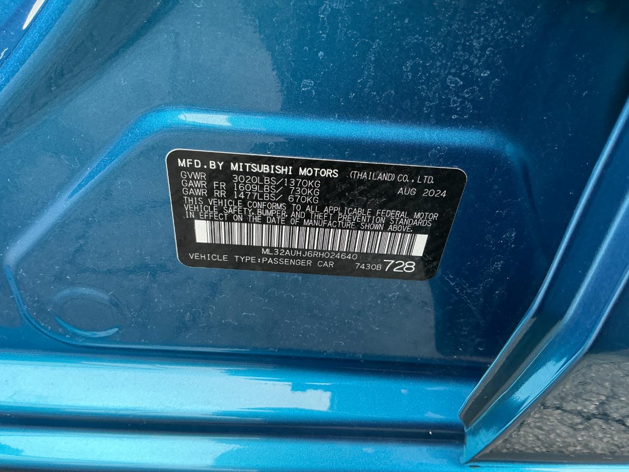 Mitsubishi Mirage ES CVT 2024