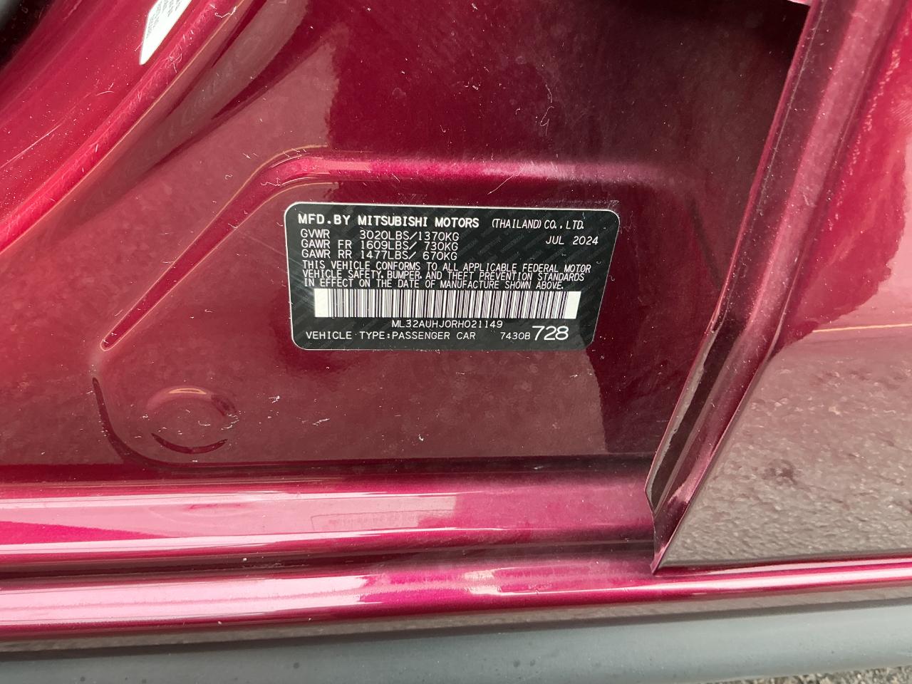 Mitsubishi Mirage ES CVT 2024