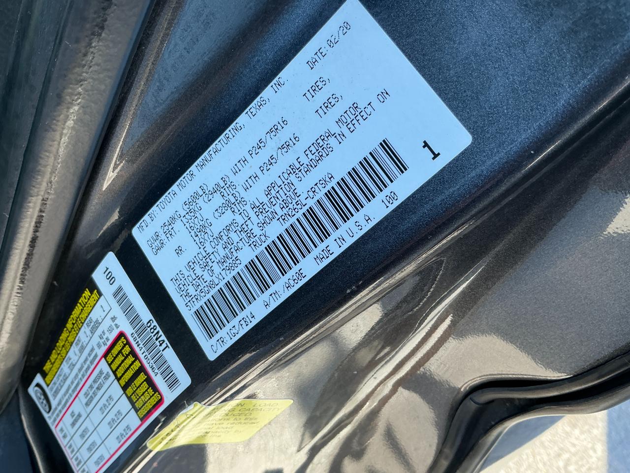 Toyota Tacoma 2WD SR Access Cab 6' Bed I4 AT (Natl) 2020