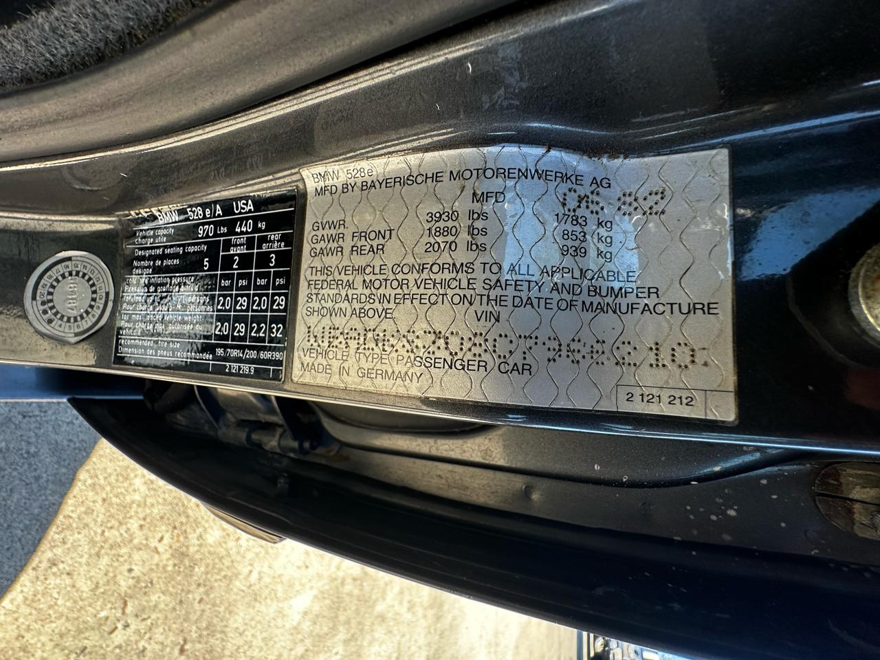 BMW 5-Series 528E automatic 1982