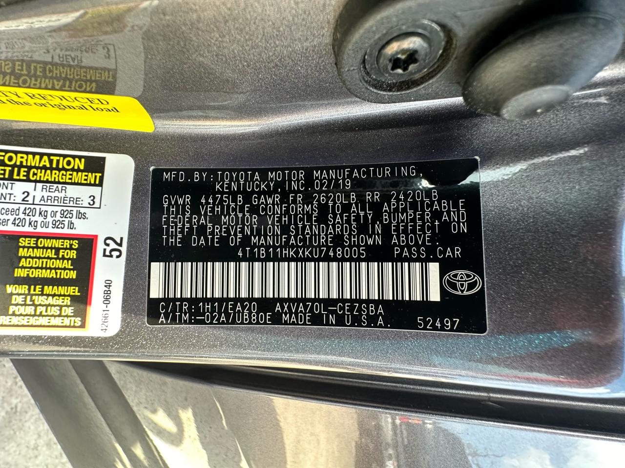 Toyota Camry SE 2019