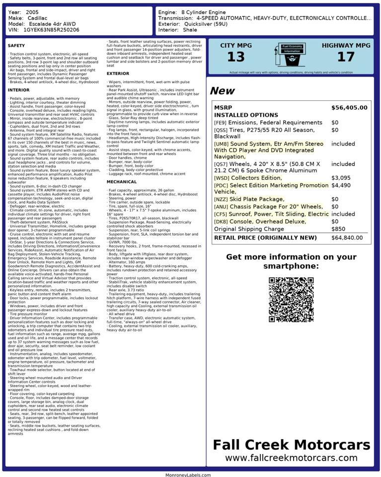 Cadillac Escalade 4WD 4dr Luxury Collection 2005