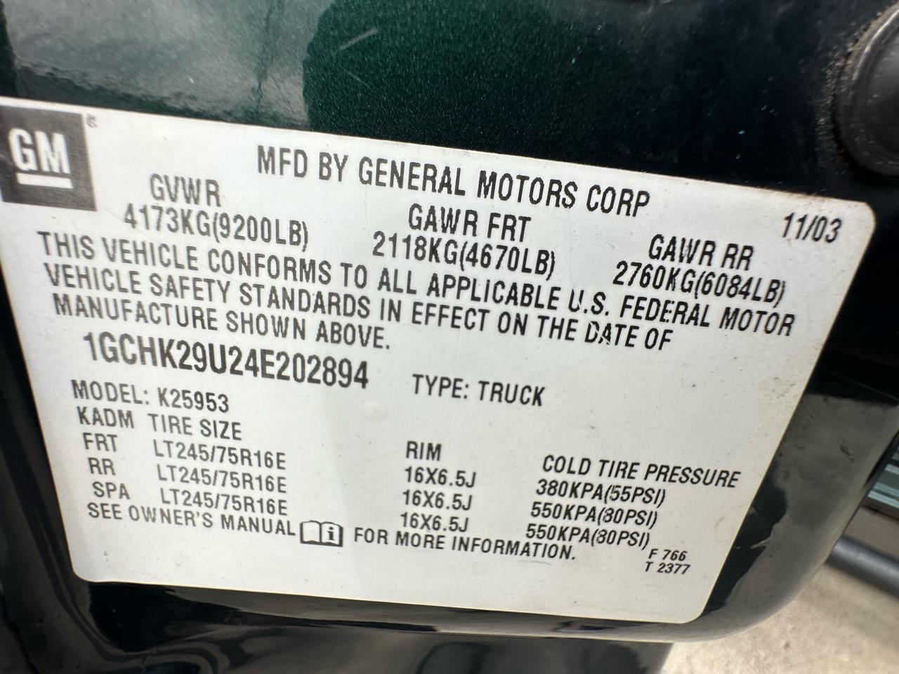 Chevrolet Silverado 2500HD LS Ext. Cab Long Bed 4WD 2004