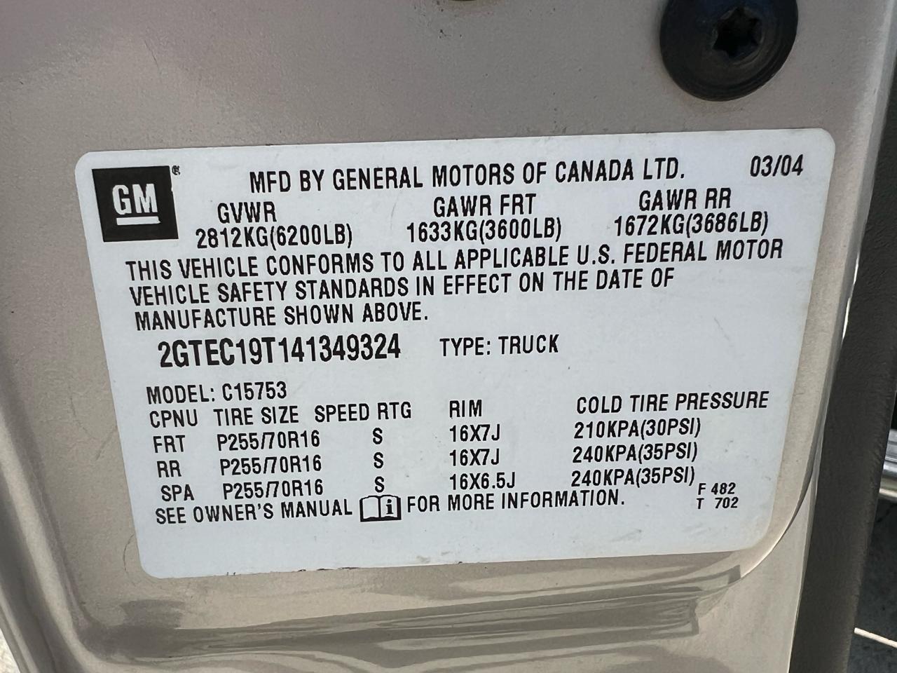 GMC Sierra 1500 SLE Ext. Cab 3-Door Short Bed 2WD 2004
