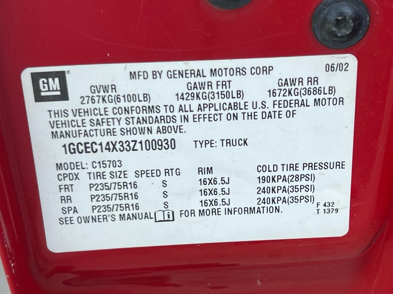 Chevrolet Silverado 1500 Reg. Cab Short Bed 2WD 2003