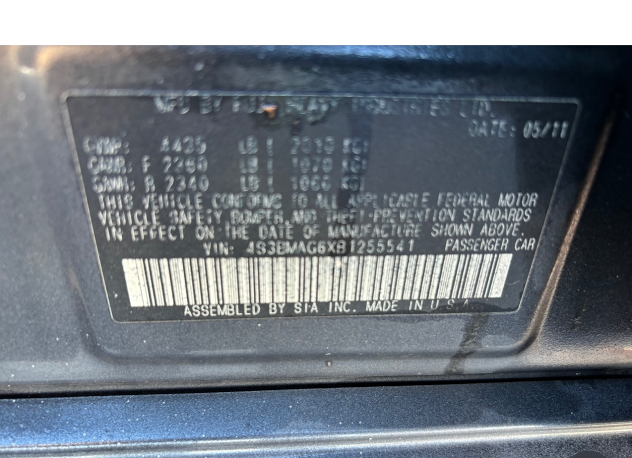 Subaru Legacy 4dr Sdn H4 Man 2.5i Prem AWP/Pwr Moon 2011