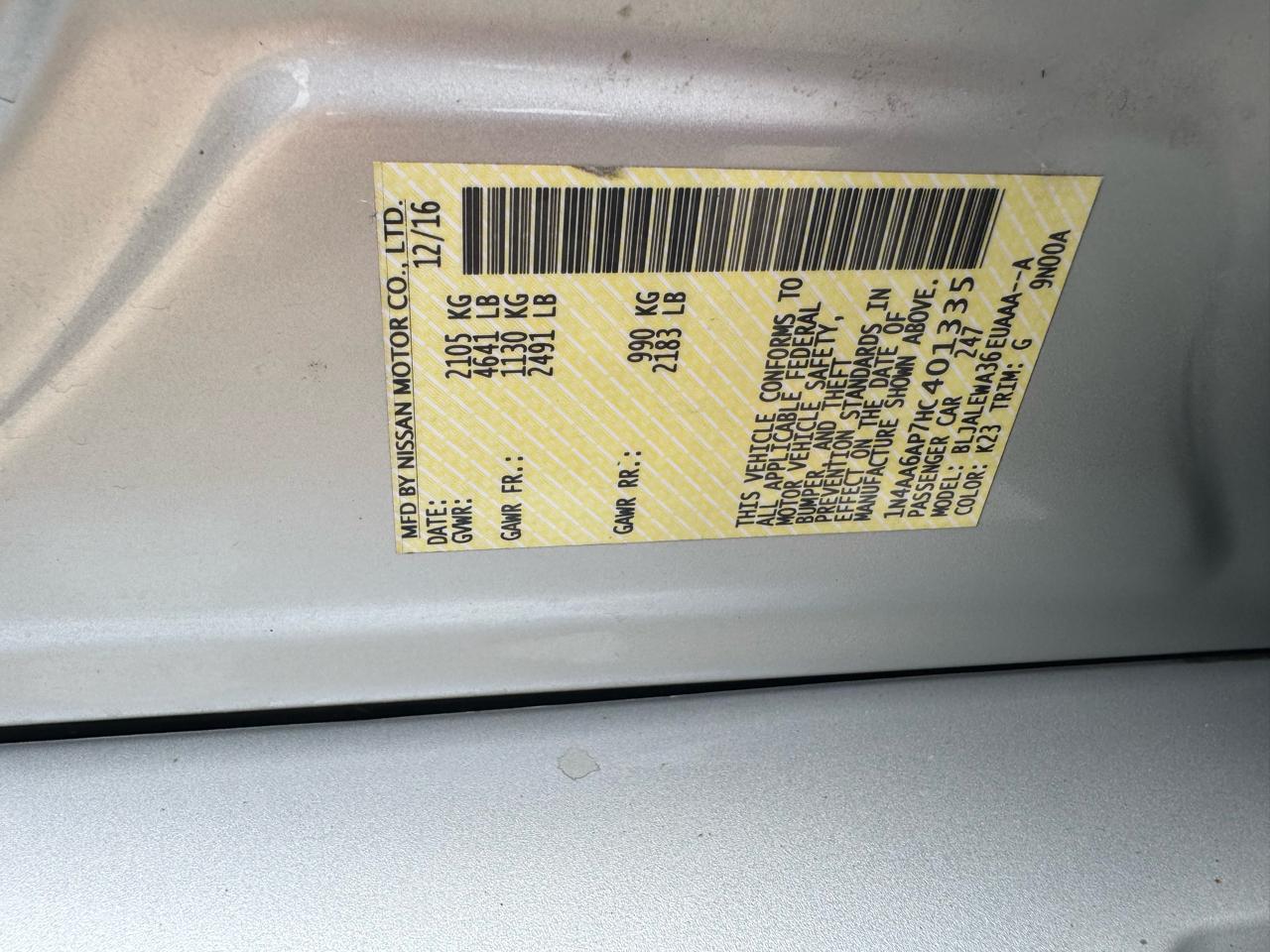 Nissan Maxima SL 3.5L 2017