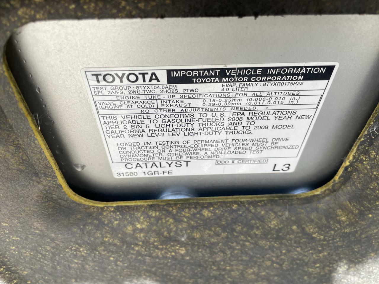 Toyota 4Runner 4WD 4dr V6 Sport (Natl) 2008