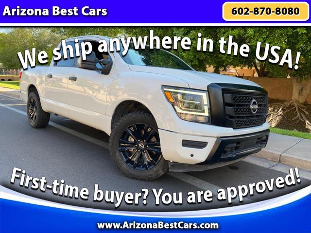 White 2023 Nissan Titan Pickup Truck Four-Wheel Drive Automatic