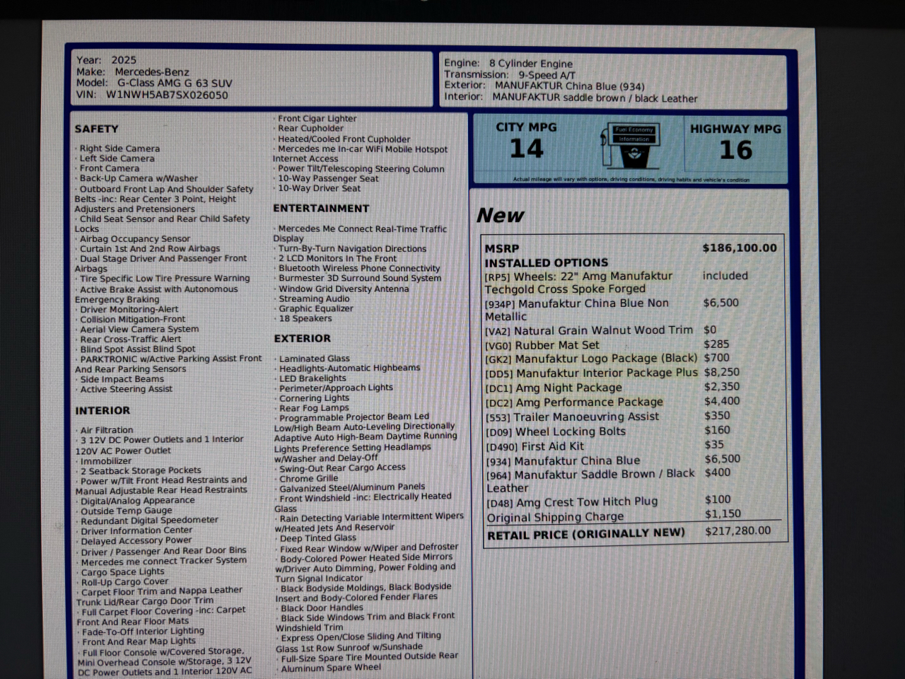 Mercedes-Benz G-Class AMG G 63 SUV 2025