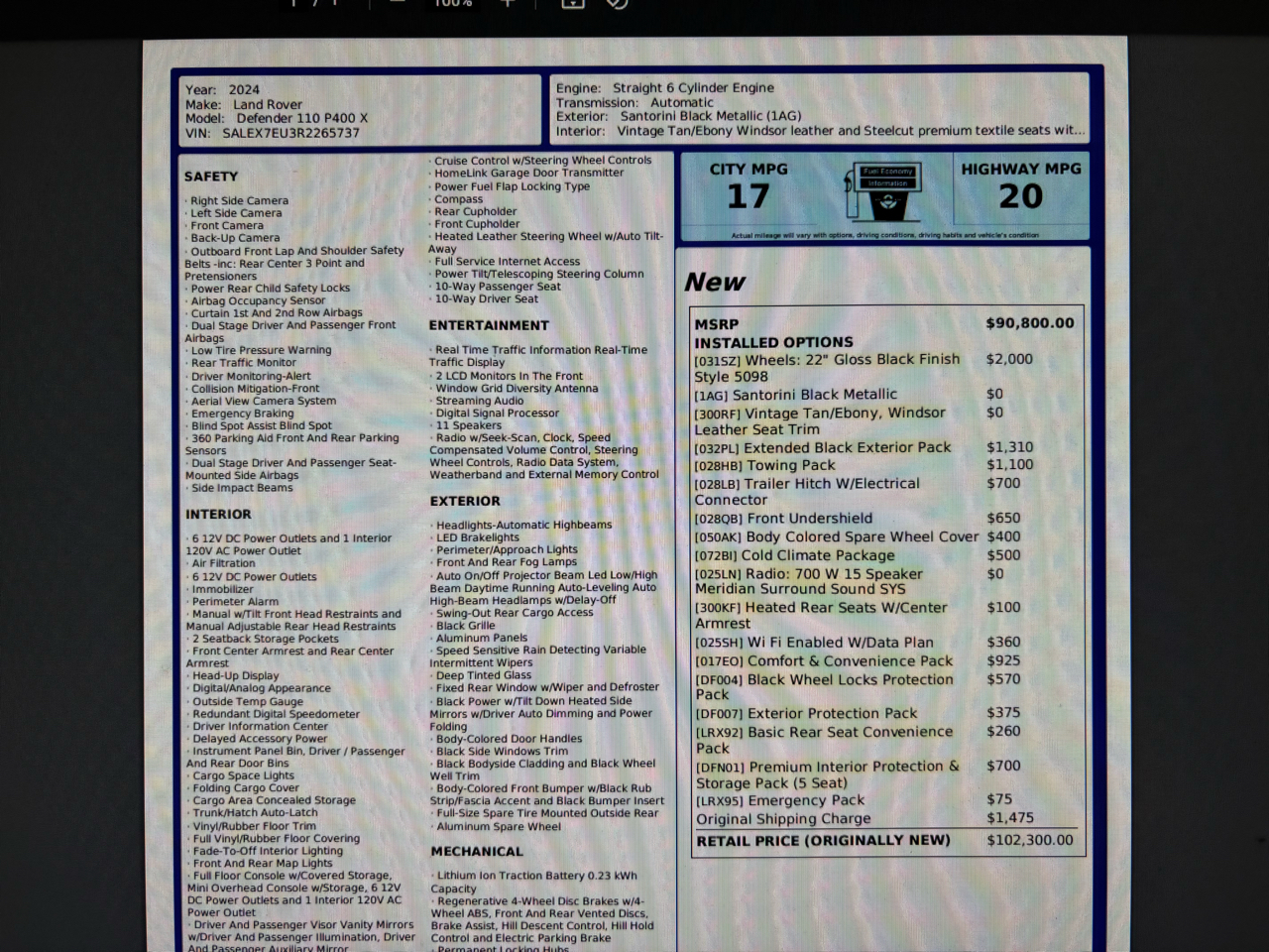 Land Rover Defender 110 P400 X 2024