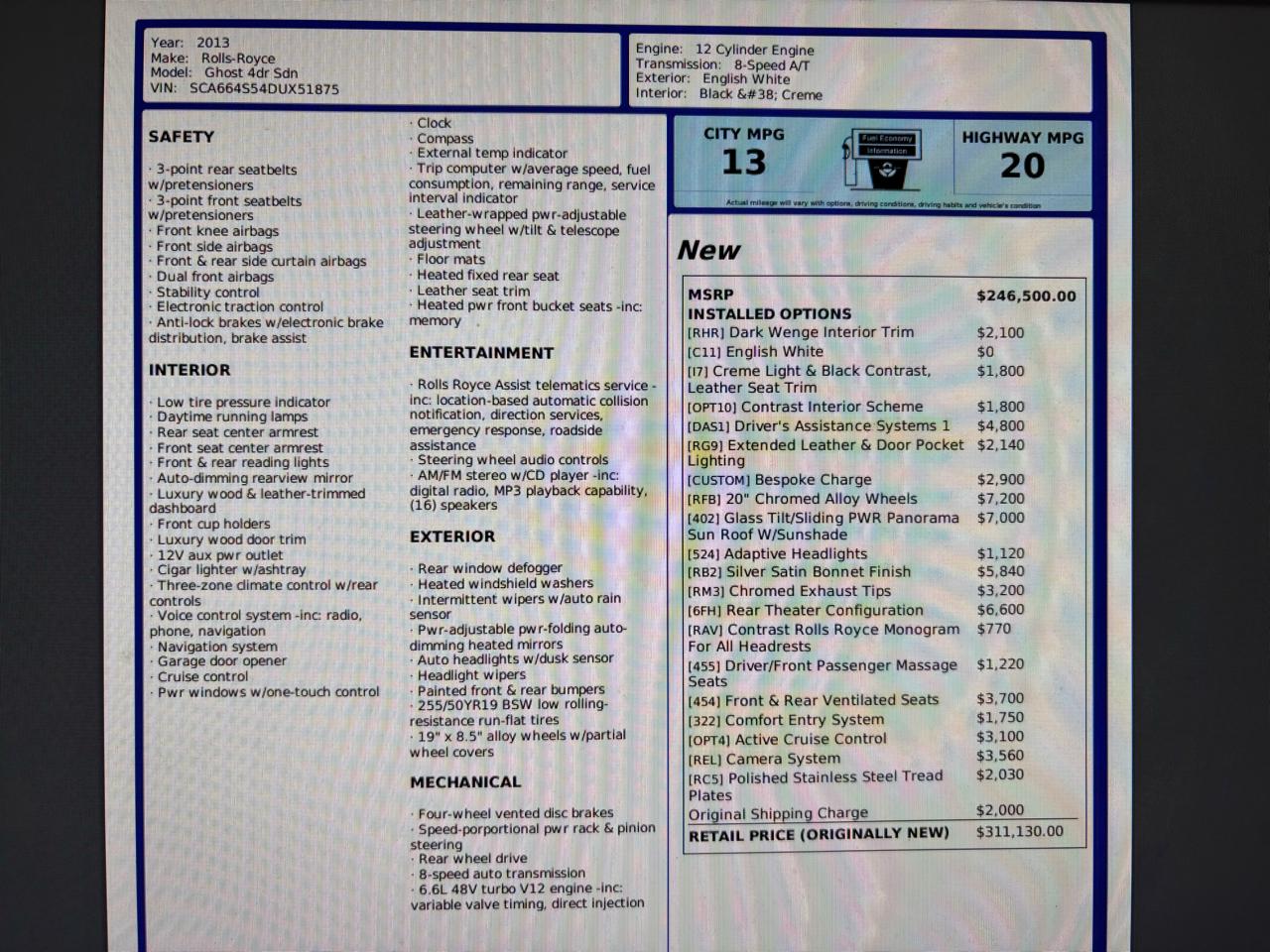 Rolls-Royce Ghost 4dr Sdn 2013
