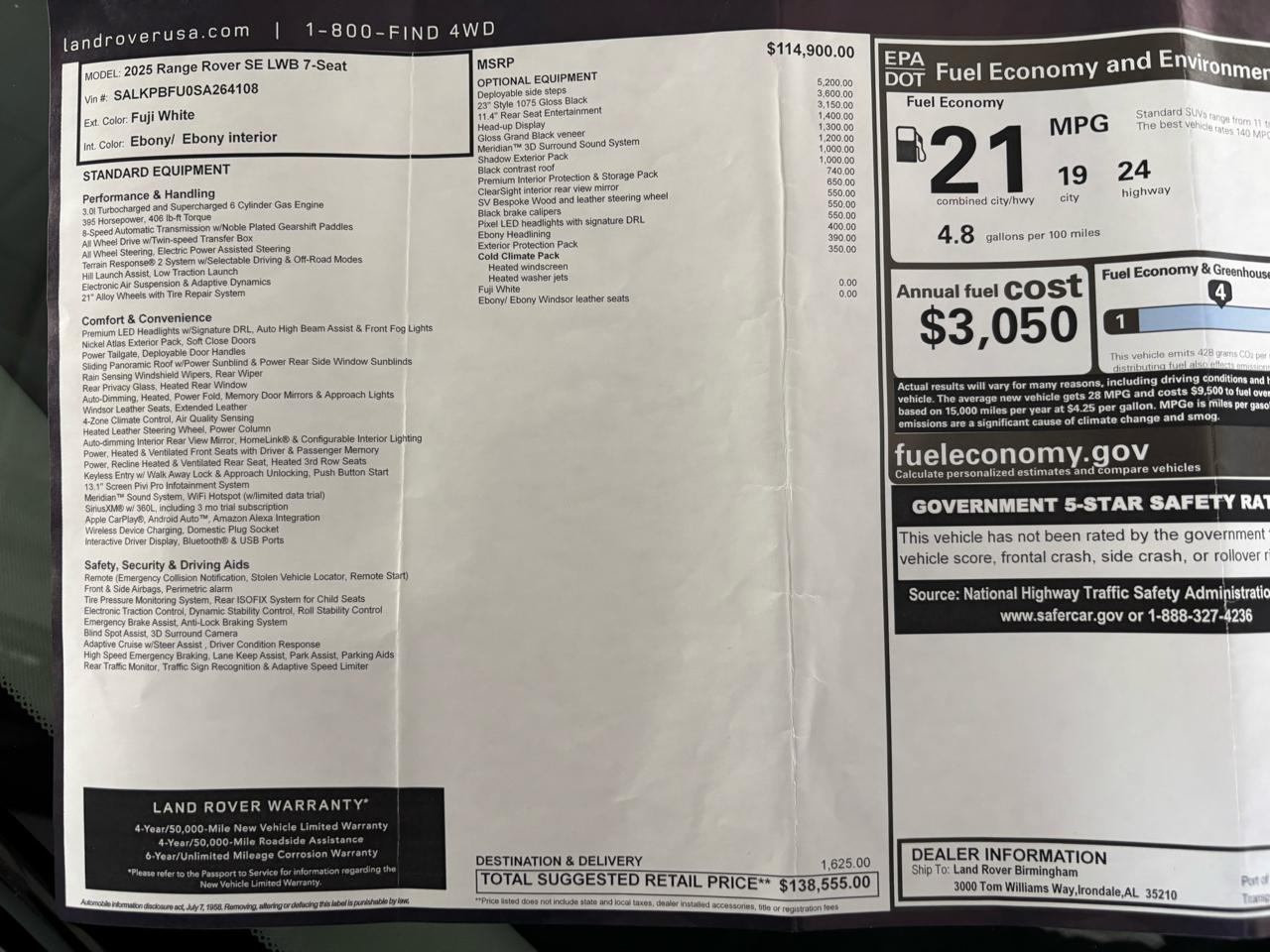 Land Rover Range Rover P400 SE LWB 7 Seat 2025