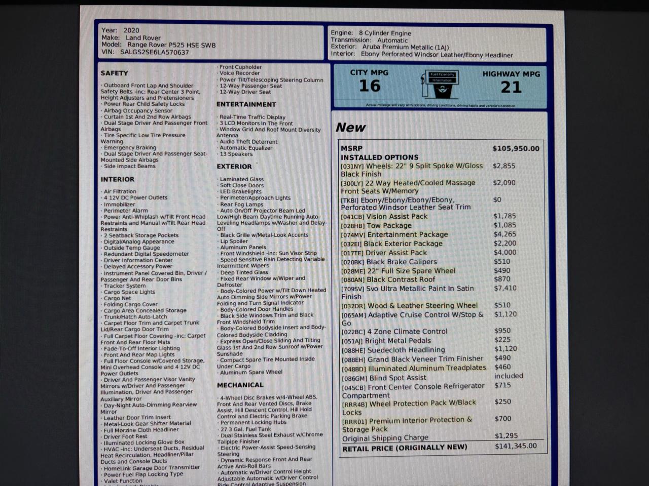 Land Rover Range Rover P525 HSE SWB 2020