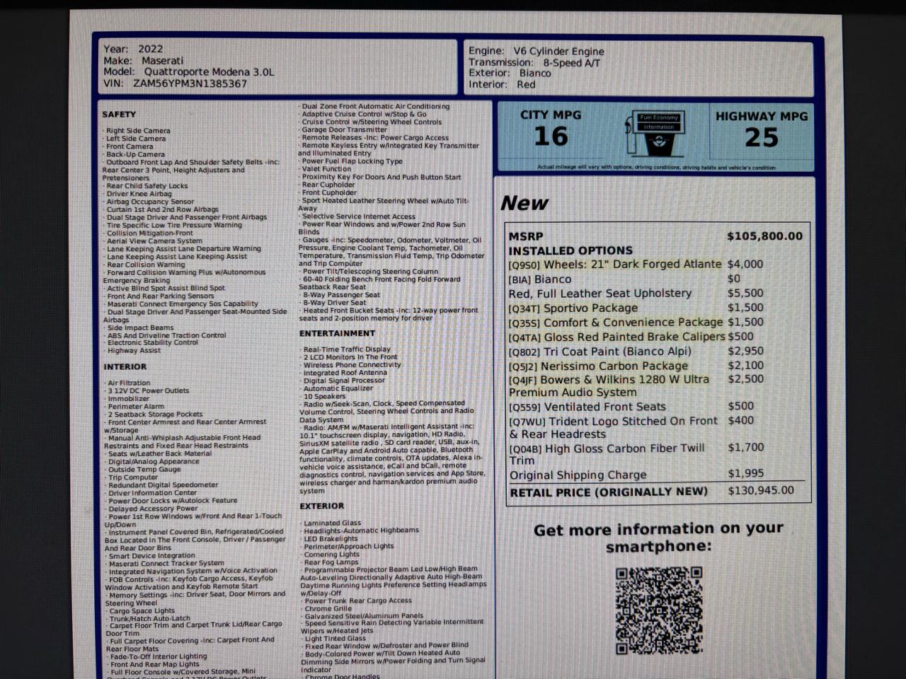 Maserati Quattroporte Modena 3.0L 2022