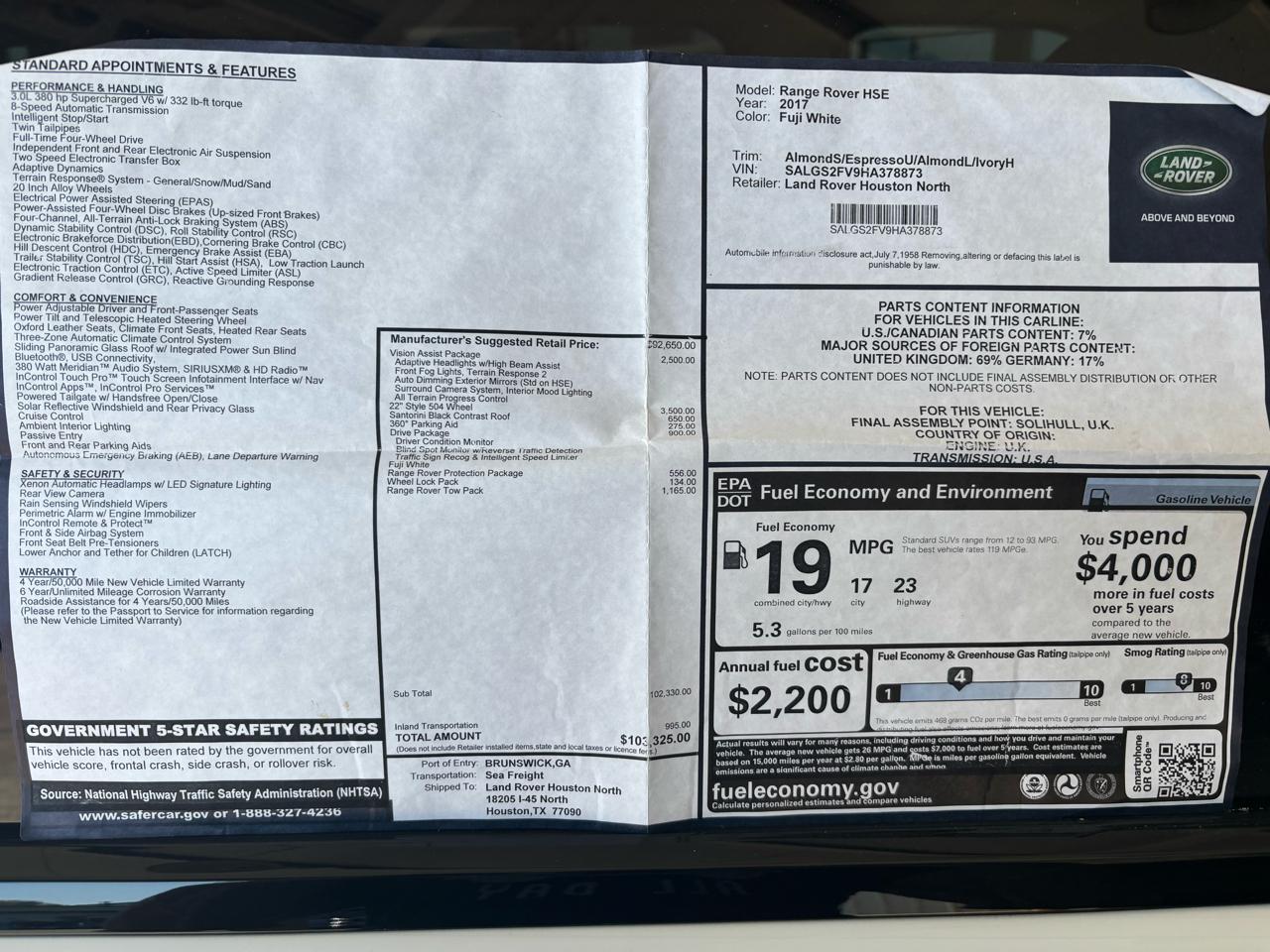 Land Rover Range Rover V6 Supercharged HSE SWB 2017