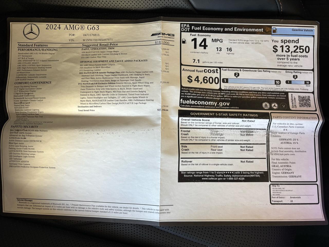 Mercedes-Benz G-Class AMG G 63 4MATIC SUV 2024