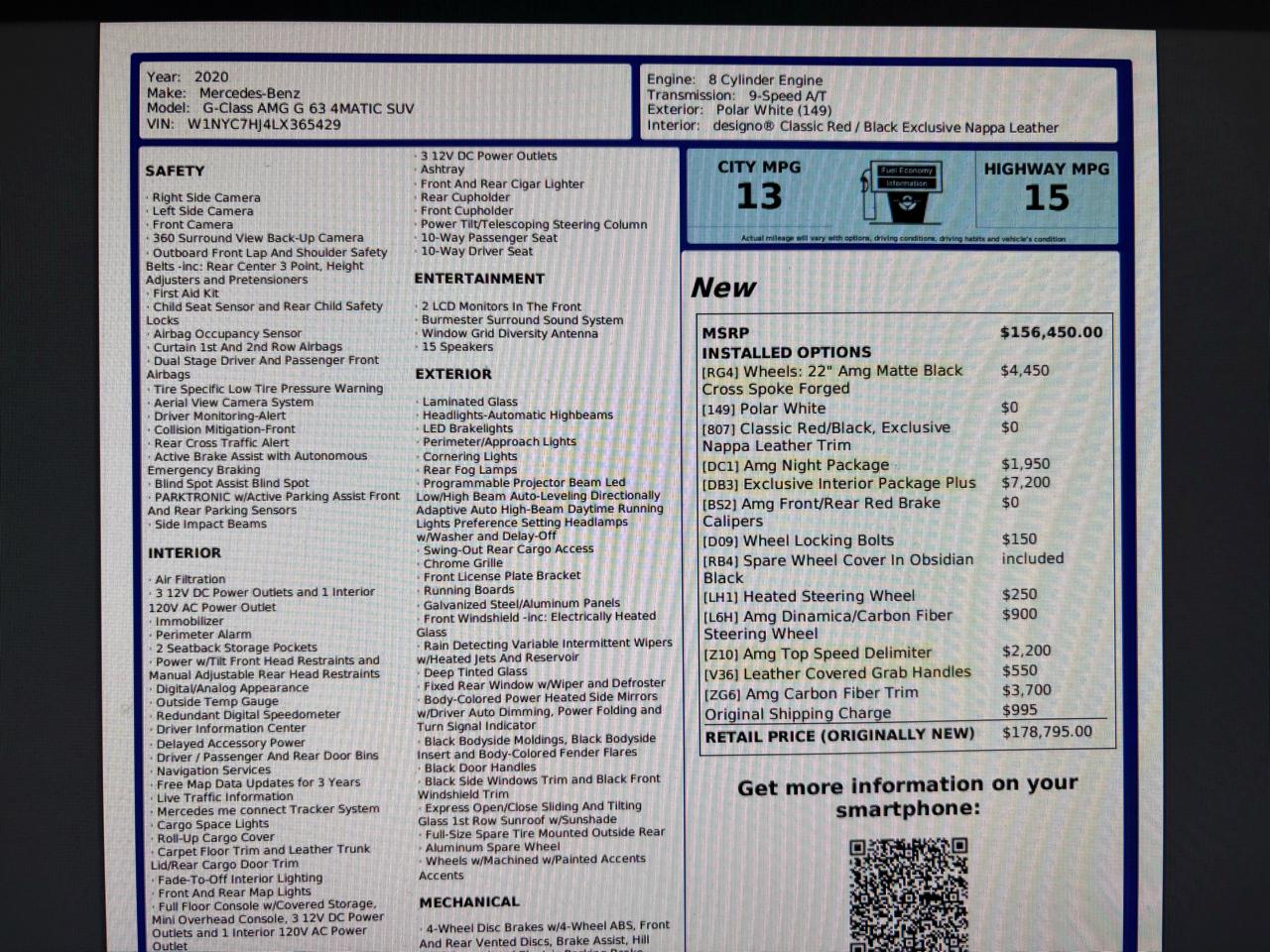 Mercedes-Benz G-Class AMG G 63 4MATIC SUV 2020