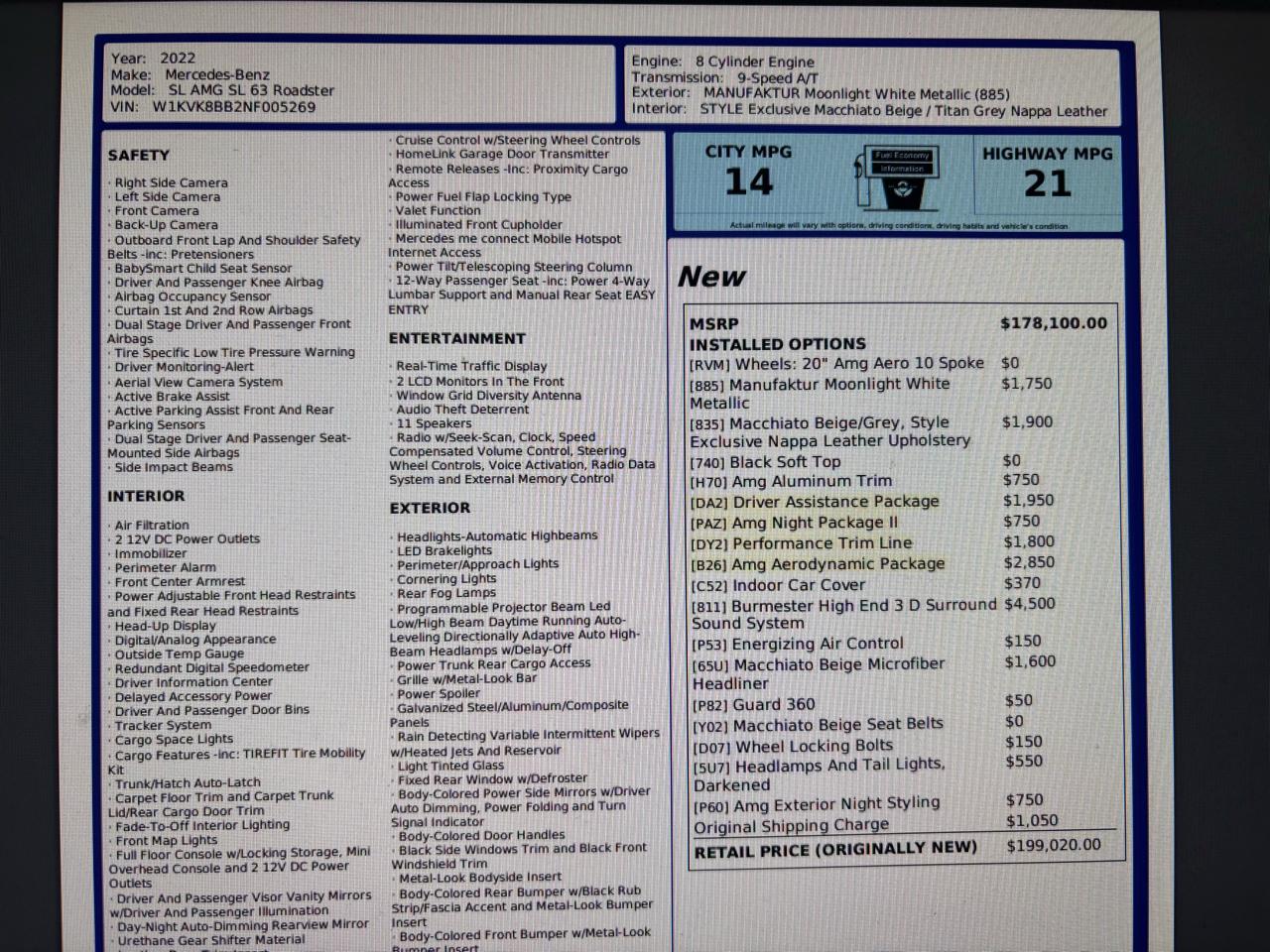 Mercedes-Benz SL AMG SL 63 Roadster 2022