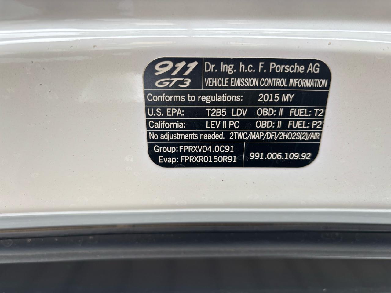 Porsche 911 2dr Cpe GT3 2015