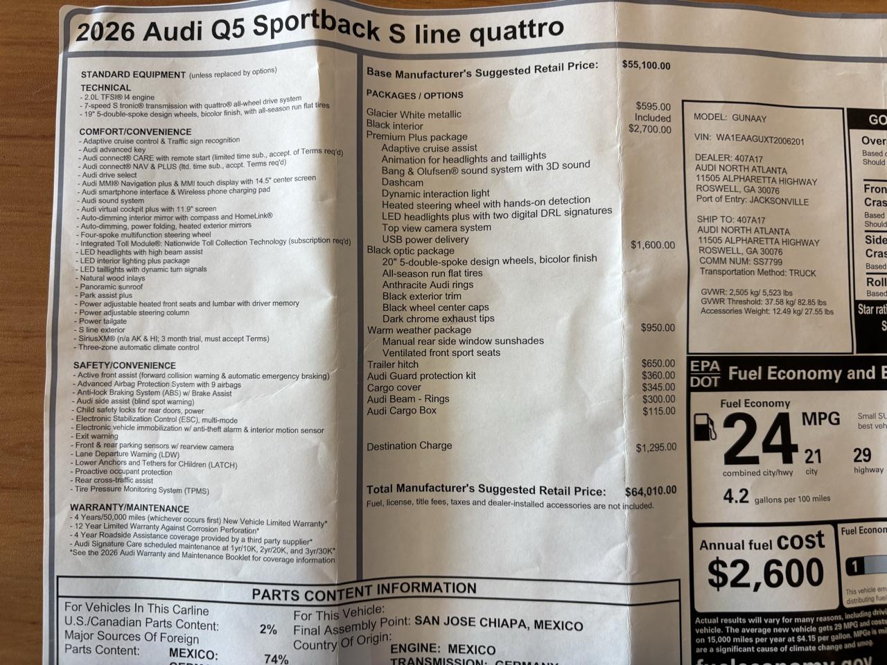 Audi Q5 Sportback Premium Plus 2.0 TFSI quattro 2026