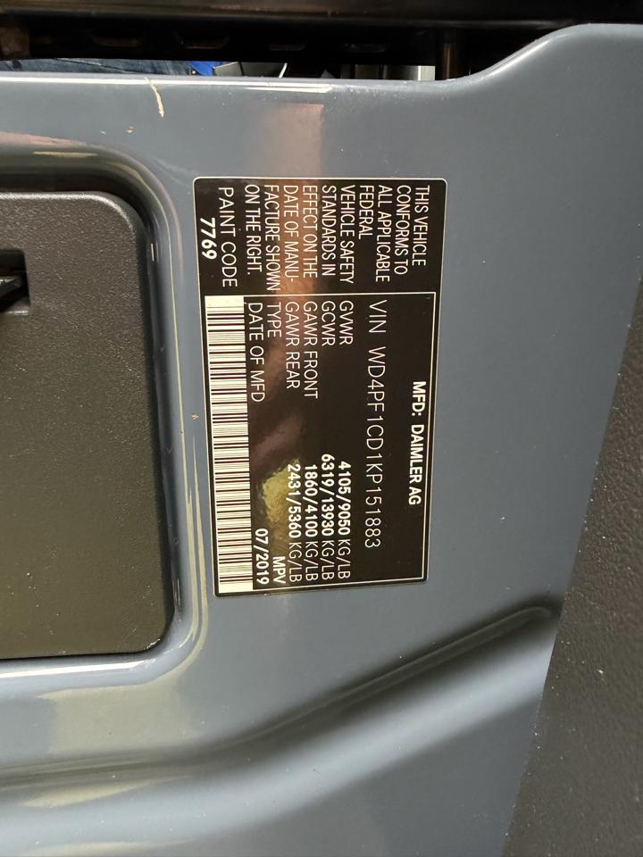 Mercedes-Benz Sprinter Van 2500 High Roof V6 170" RWD 2019
