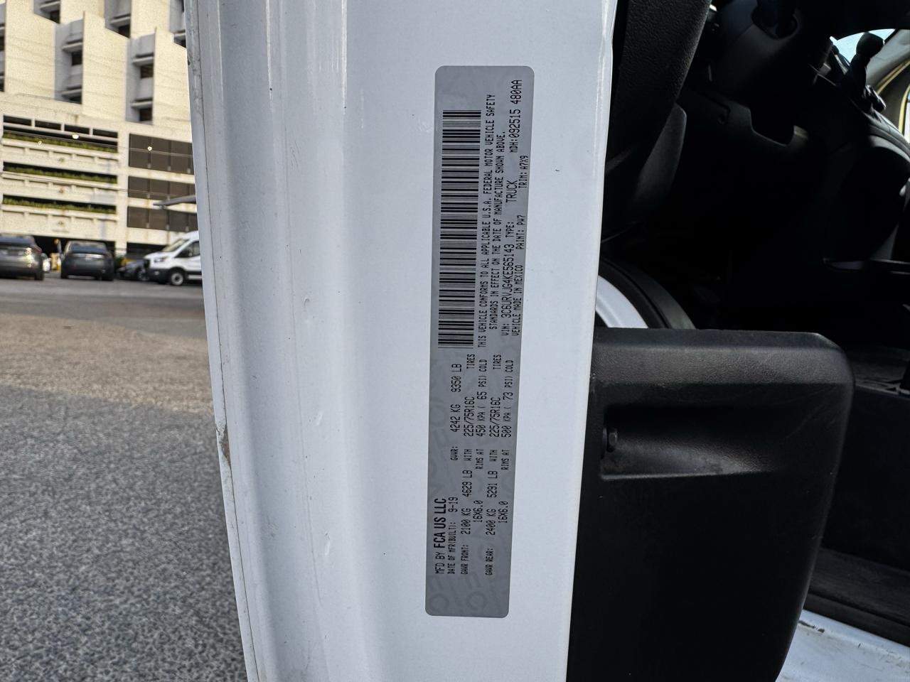 RAM ProMaster Cargo Van 3500 High Roof 159" WB EXT 2019