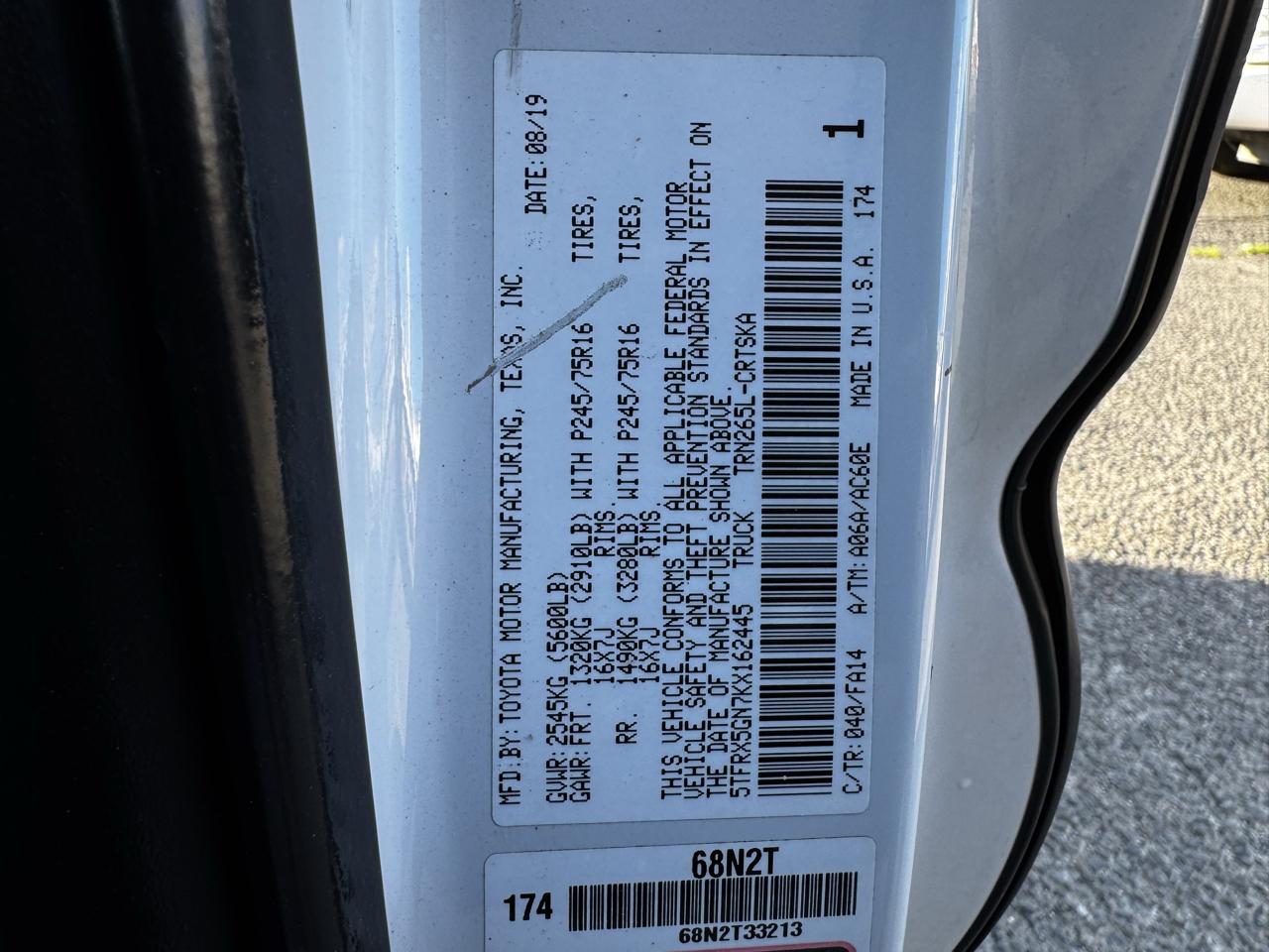 Toyota Tacoma 2WD SR5 Access Cab 6' Bed I4 AT (Natl) 2019