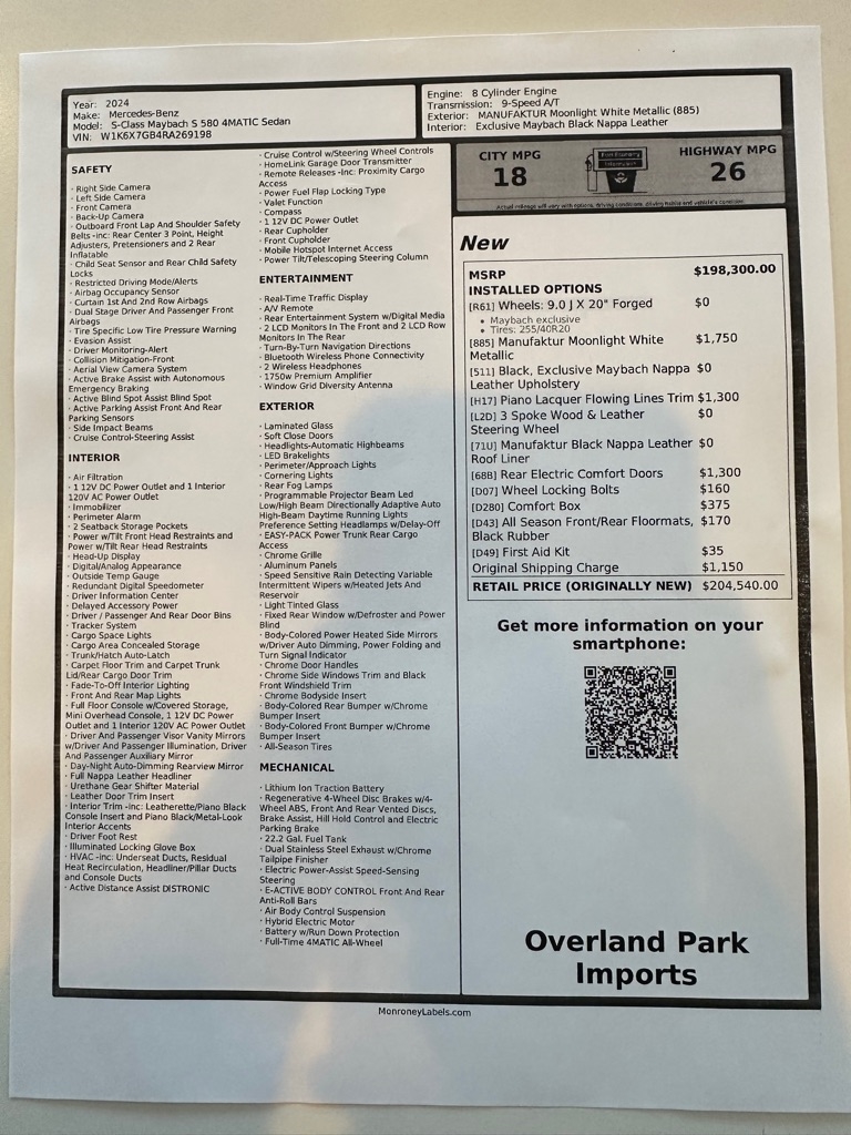 Mercedes-Benz Maybach S 580 4MATIC 2024