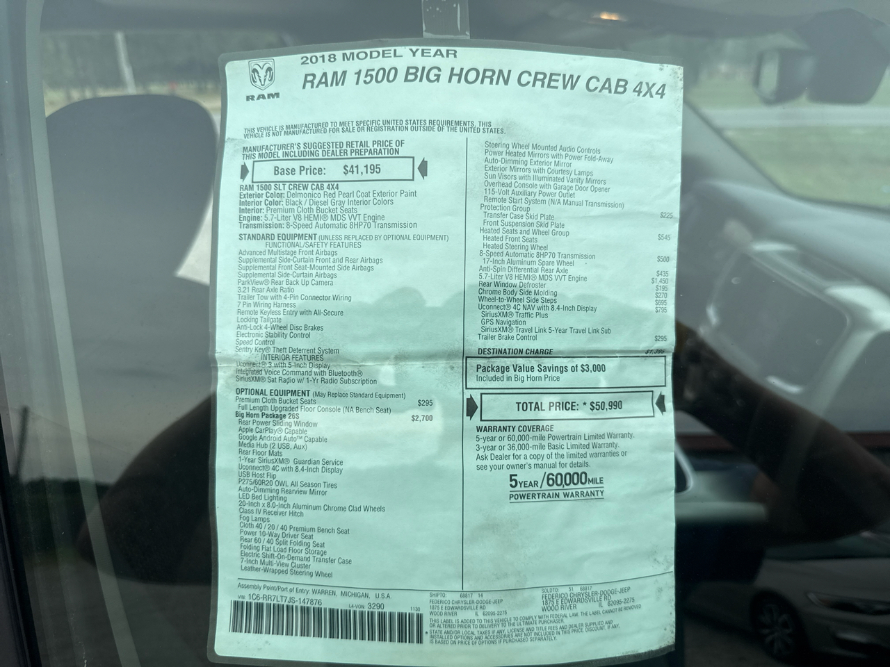 RAM 1500 SLT Crew Cab 4WD SWB 2018