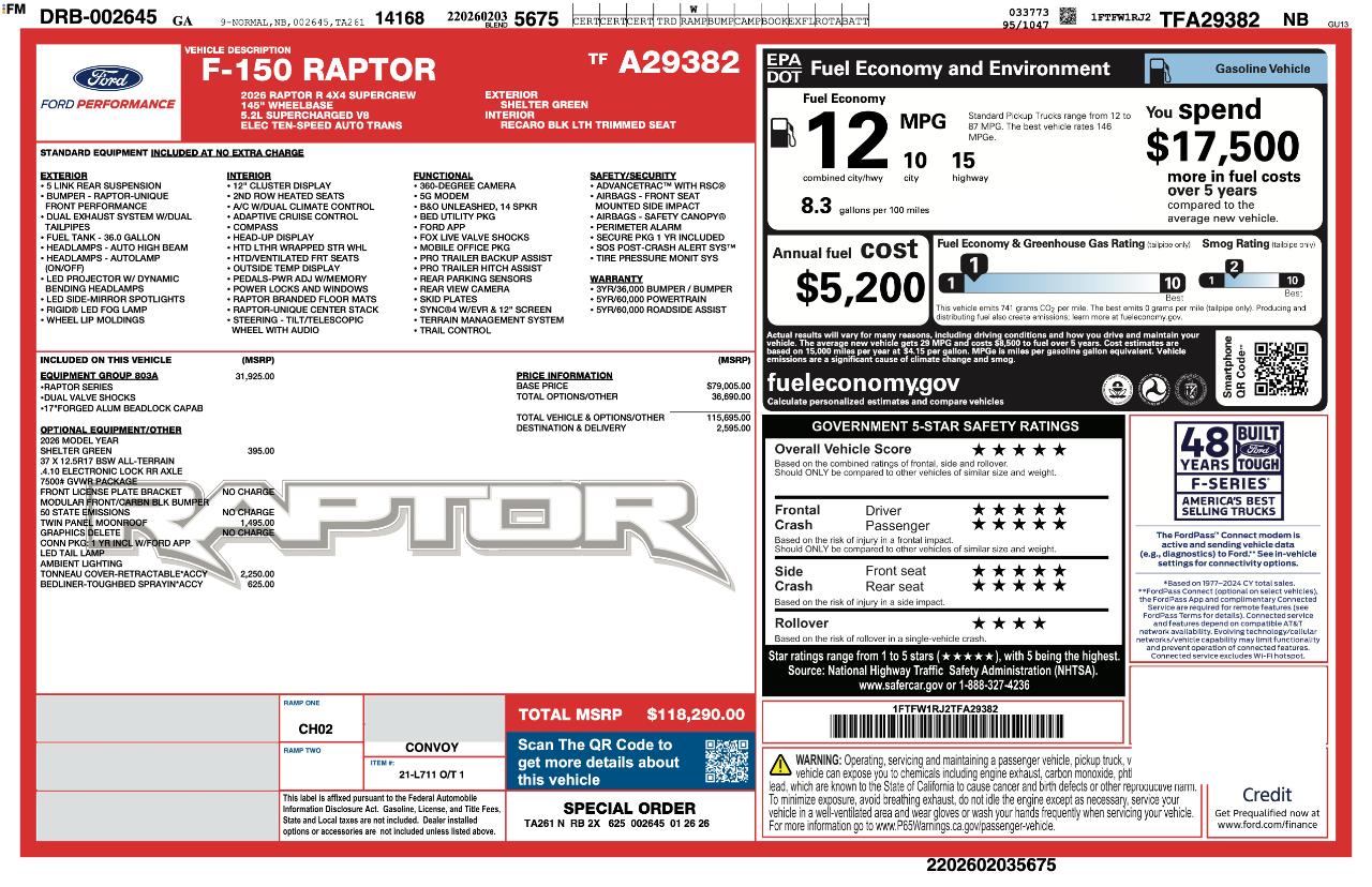 Ford F-150 Raptor SuperCrew 4WD 2026
