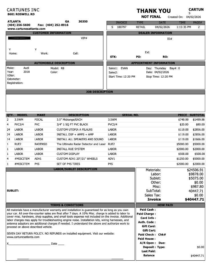 Audi R8 V10 quattro Spyder 2018