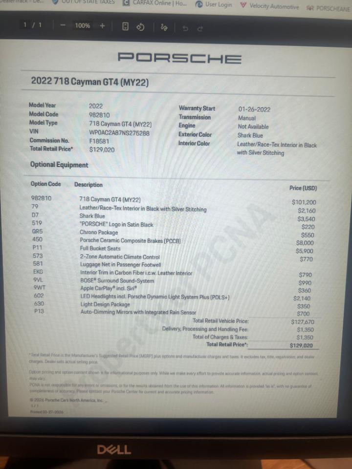 Porsche 718 Cayman GT4 2022